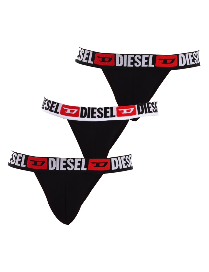 Diesel - Pack-3 Jockstraps elásticos de algodão  Preto