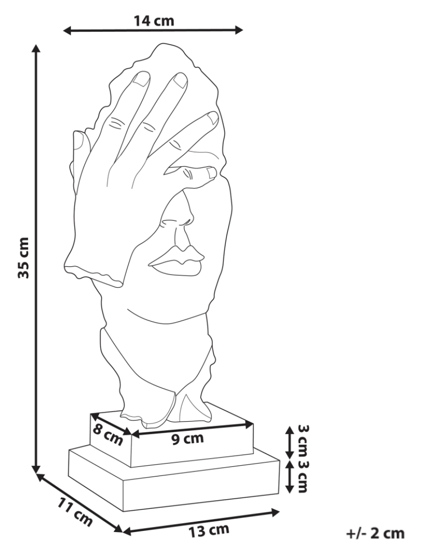 Beliani - Estatueta decorativa de cabeça humana em resina cinzenta acessório de decoração