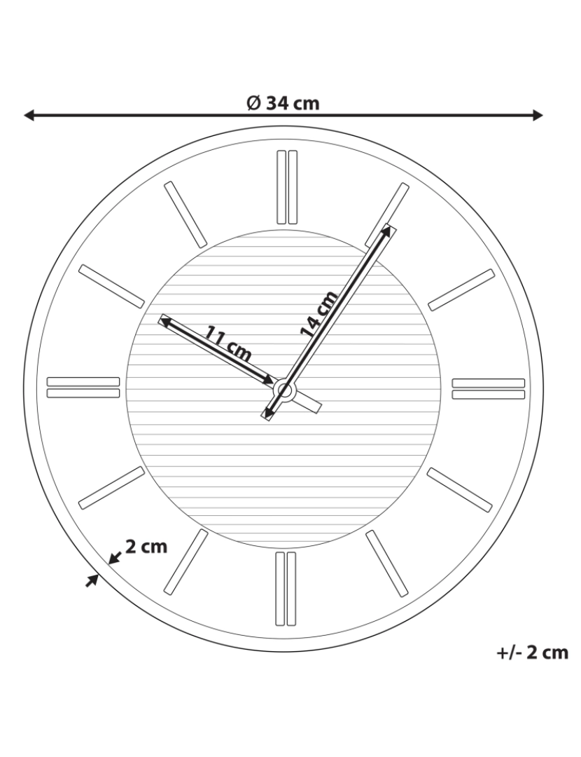 Beliani - Relógio de parede cinzento 34 cm material sintético e metal sem números glamour sala de estar