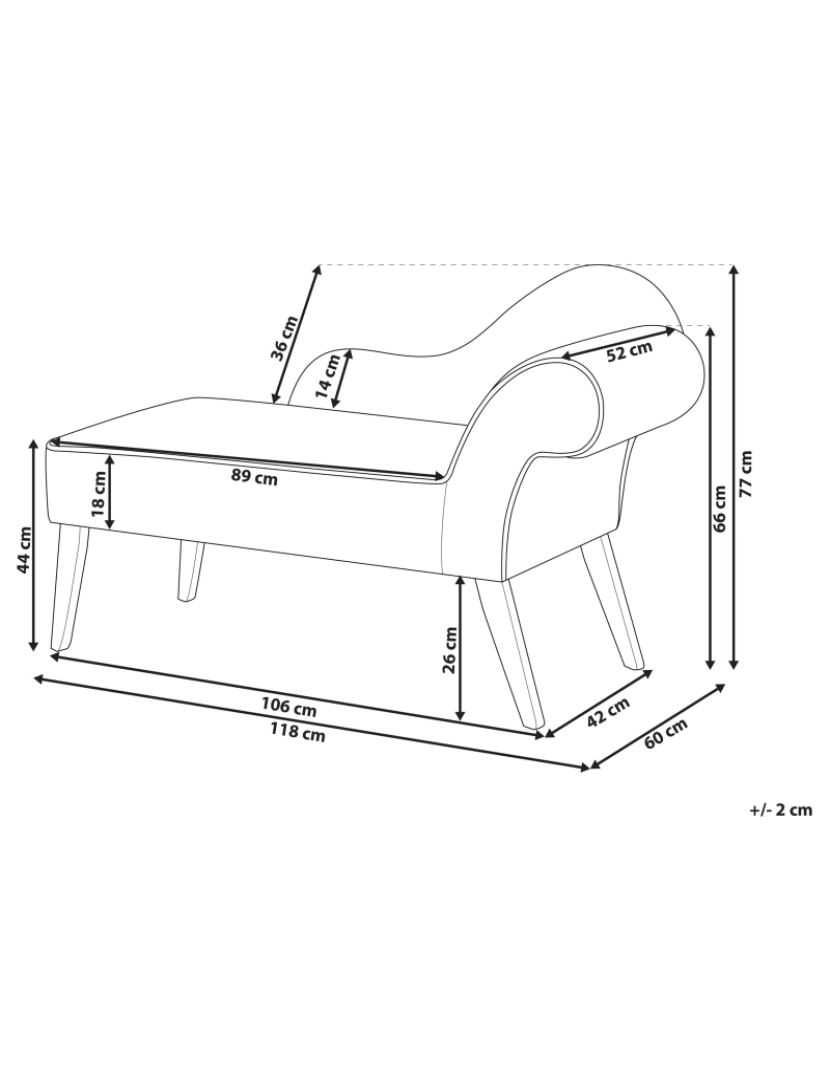 Beliani - Chaise-longue à direita estofada em tecido amarelo mostarda com pernas de madeira escura de estilo glamoroso