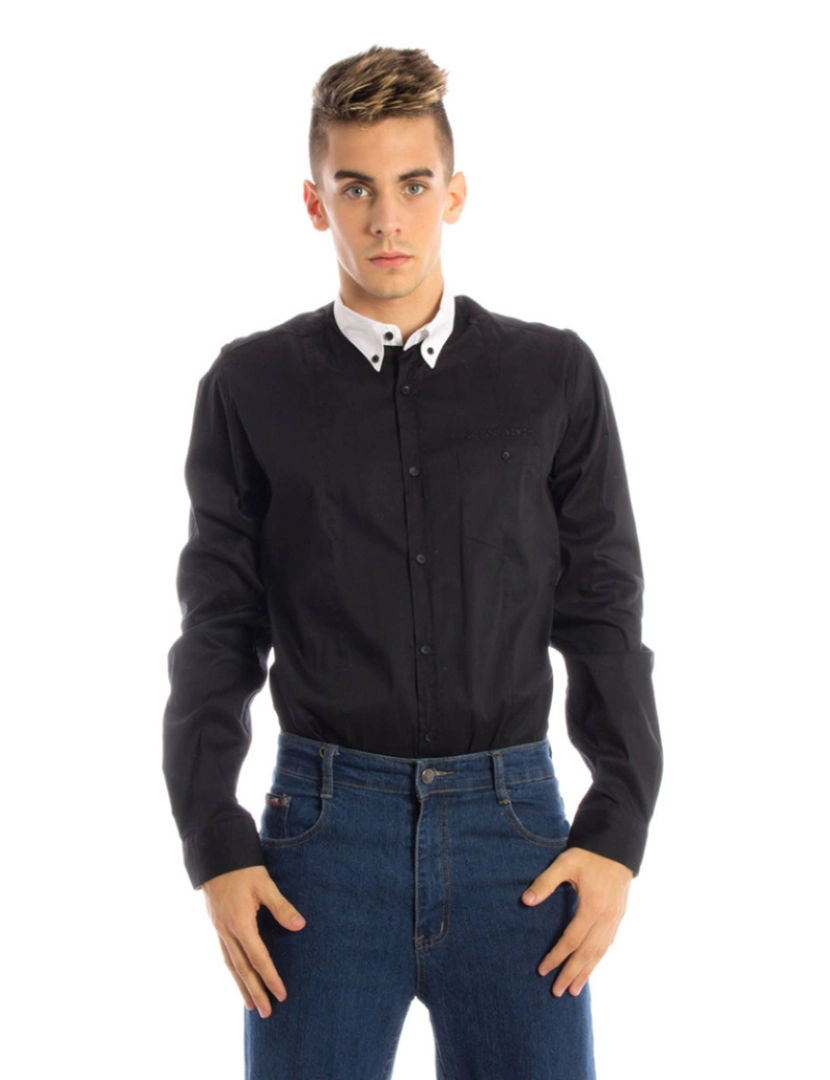 Papete - Camisa M. Comprida Homem Preto