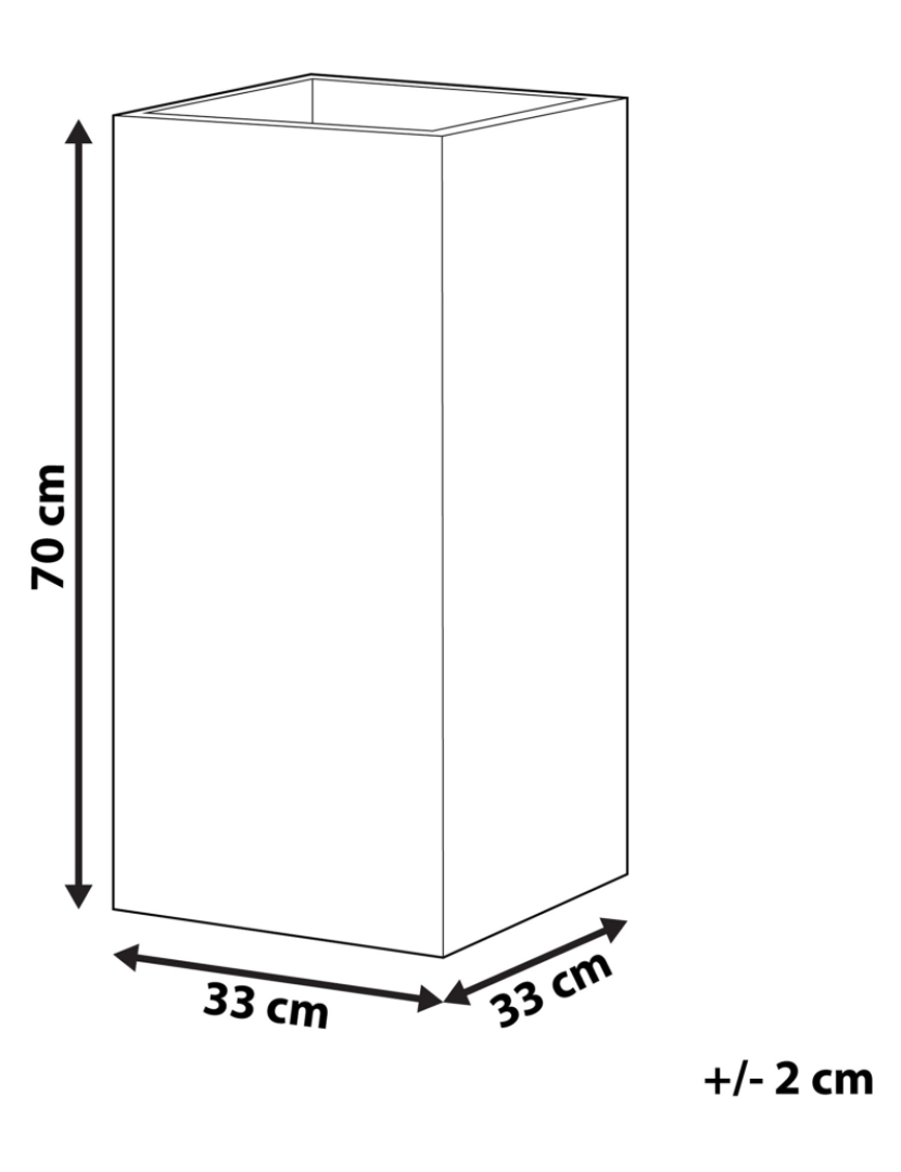 imagem de Vaso decorativo em fibra de argila creme claro 33 x 33 x 70 cm formato quadrado uso interior ou exterior design moderno1