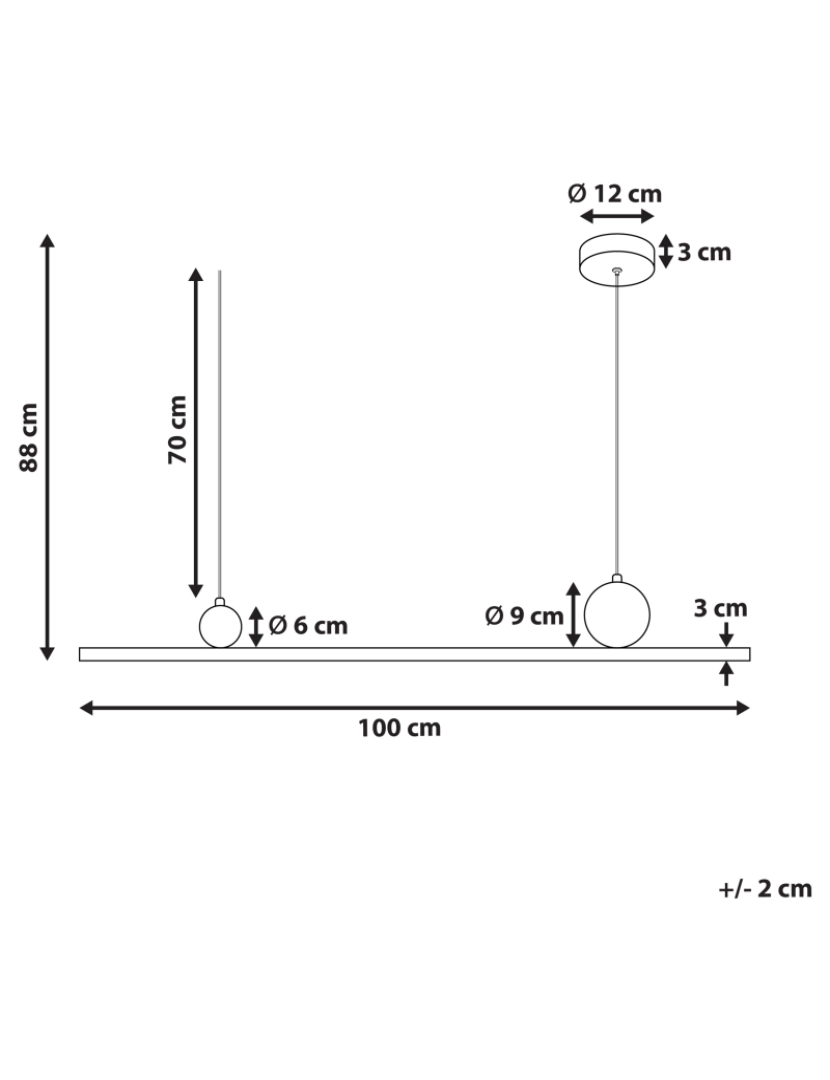 Beliani - Candeeiro suspenso LED em metal dourado de design moderno para cozinha ou sala de destaque