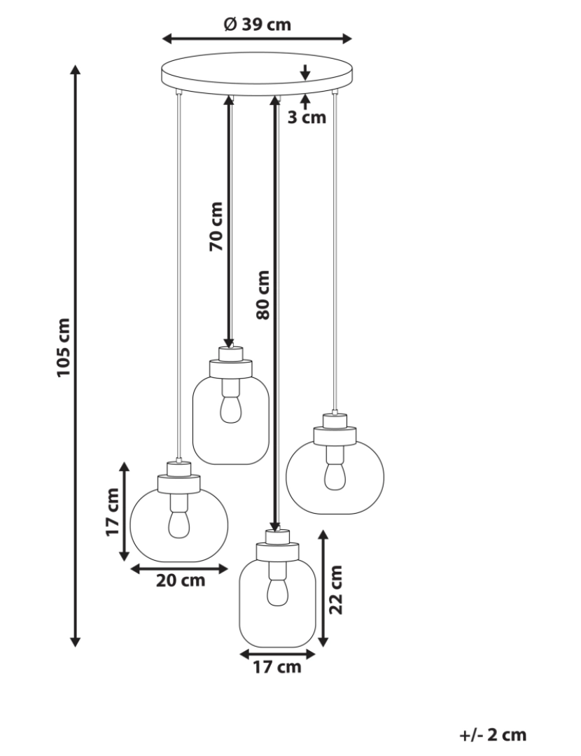 imagem de Candeeiro suspenso em vidro cinzento claro com 4 abajures para sala de design moderno1