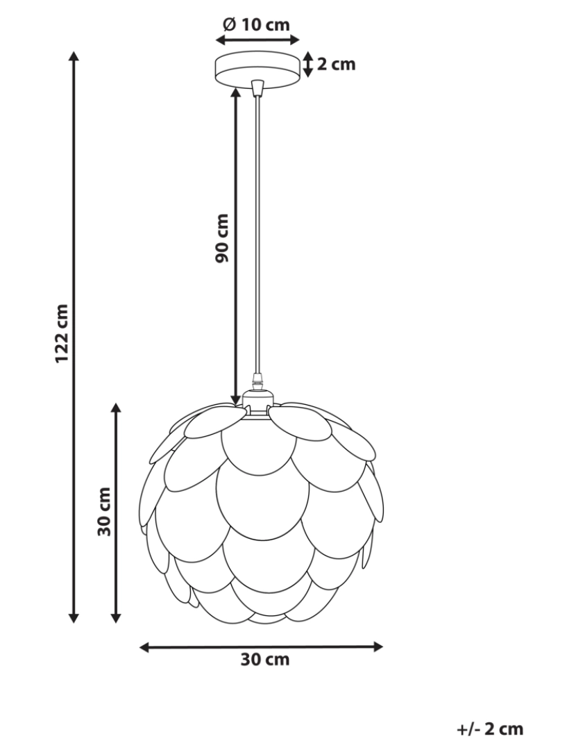 Beliani - Candeeiro suspenso em bambu natural com forma de bolota para cozinha ou sala de design moderno