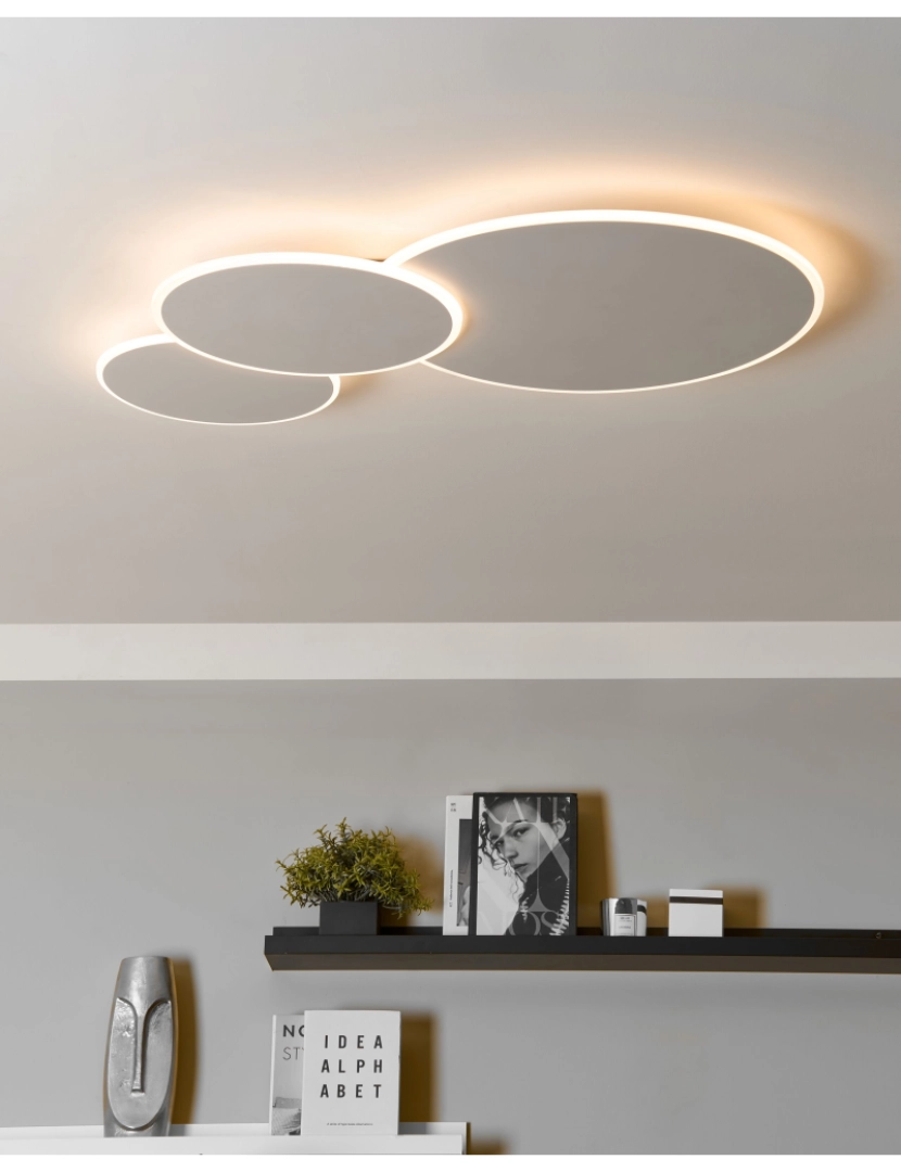 imagem de Candeeiro de teto LED com abajur em acrílico branco e forma redonda de design moderno2