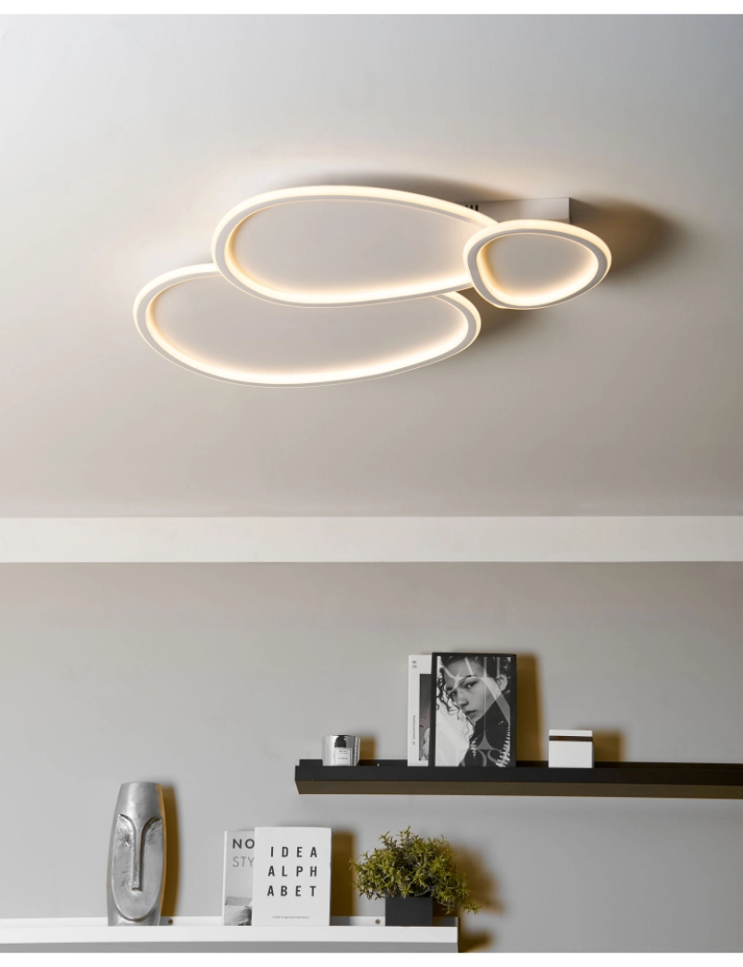 imagem de Candeeiro de teto LED em metal branco de design moderno para cozinha ou sala de destaque2