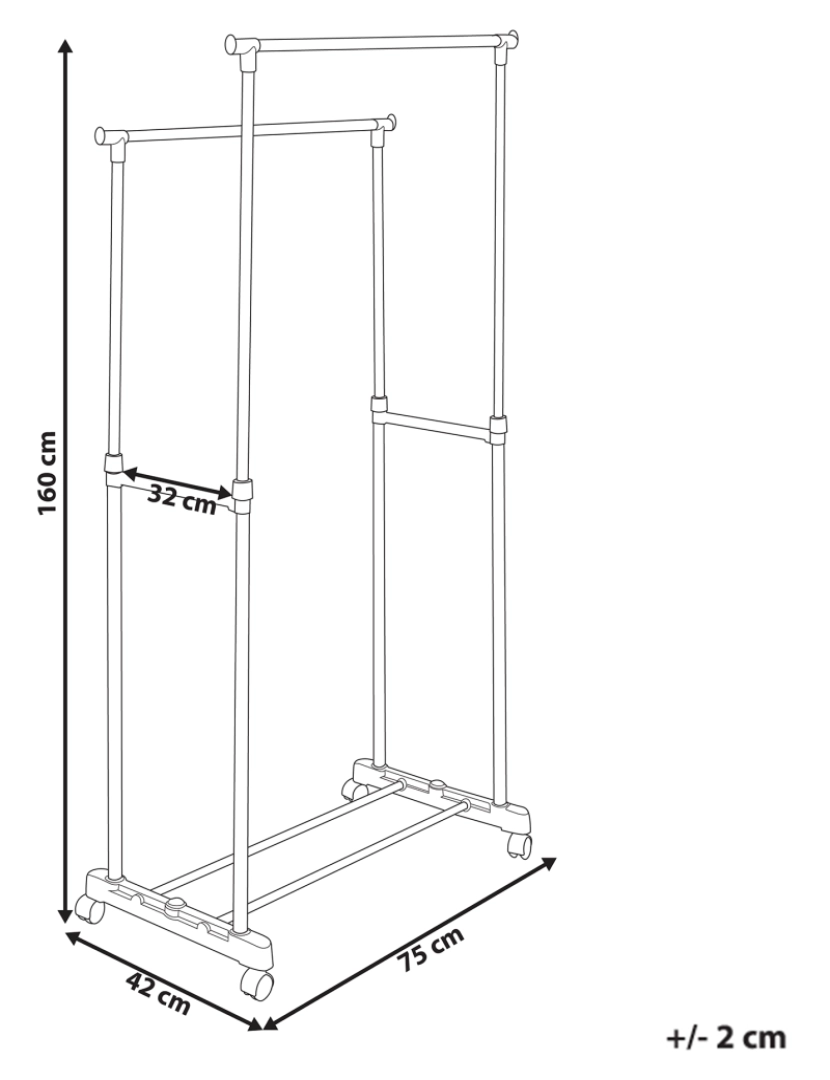 Beliani - Charriô em metal preto com rodas para colocar cabides e roupa para entrada de estilo industrial