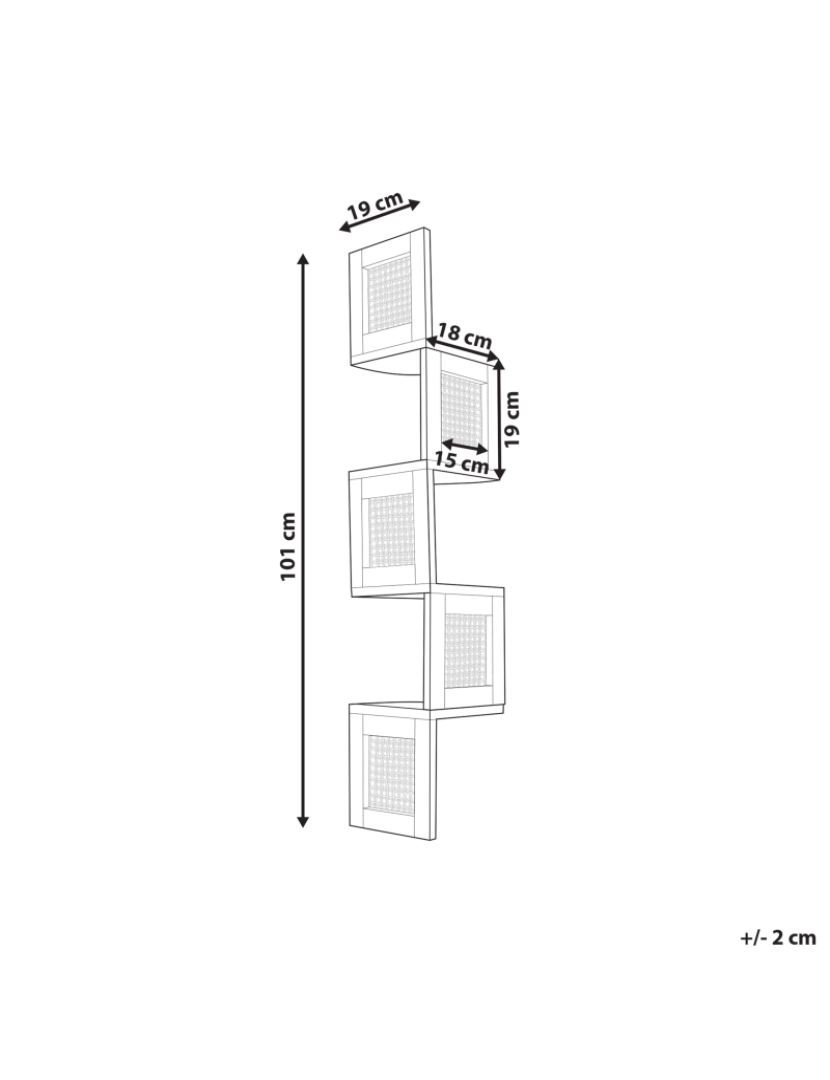 Beliani - Estante de canto para parede em madeira compósita clara 4 prateleiras para exposição