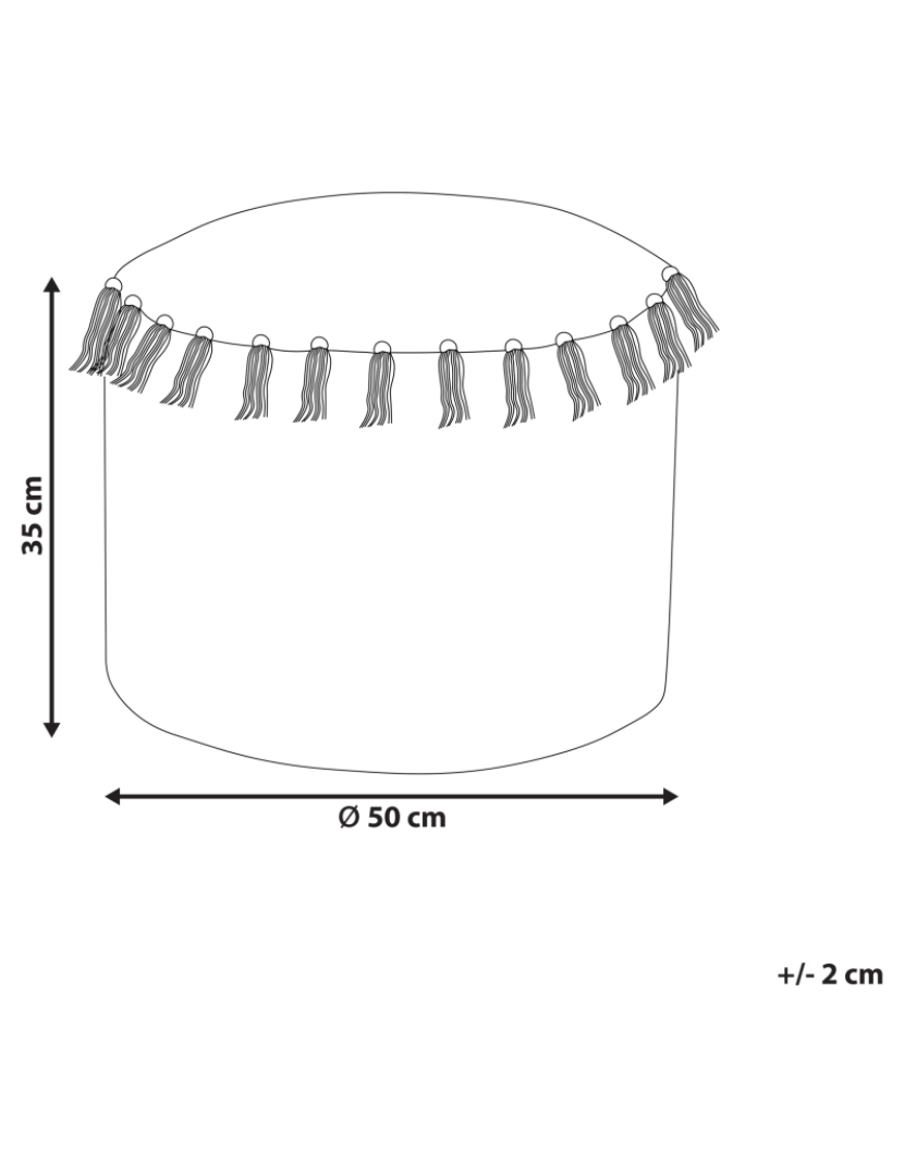 Beliani - Pufe redondo e creme ø 50 cm tecido à mão enchimento com bolas de poliestireno franjas decoração boho