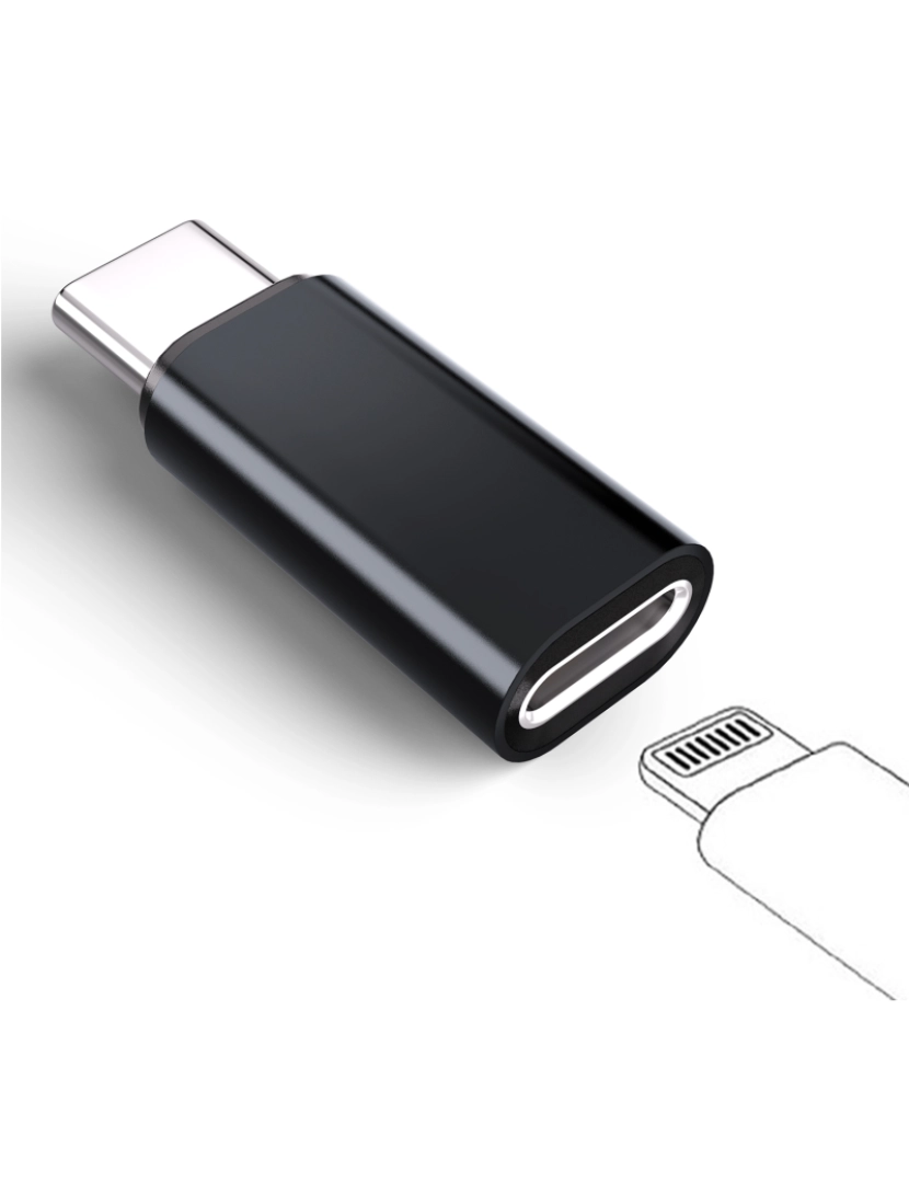 Inf - Adaptador Lightning (fêmea) para USB-C (macho), compatível com iPhone 15 Black