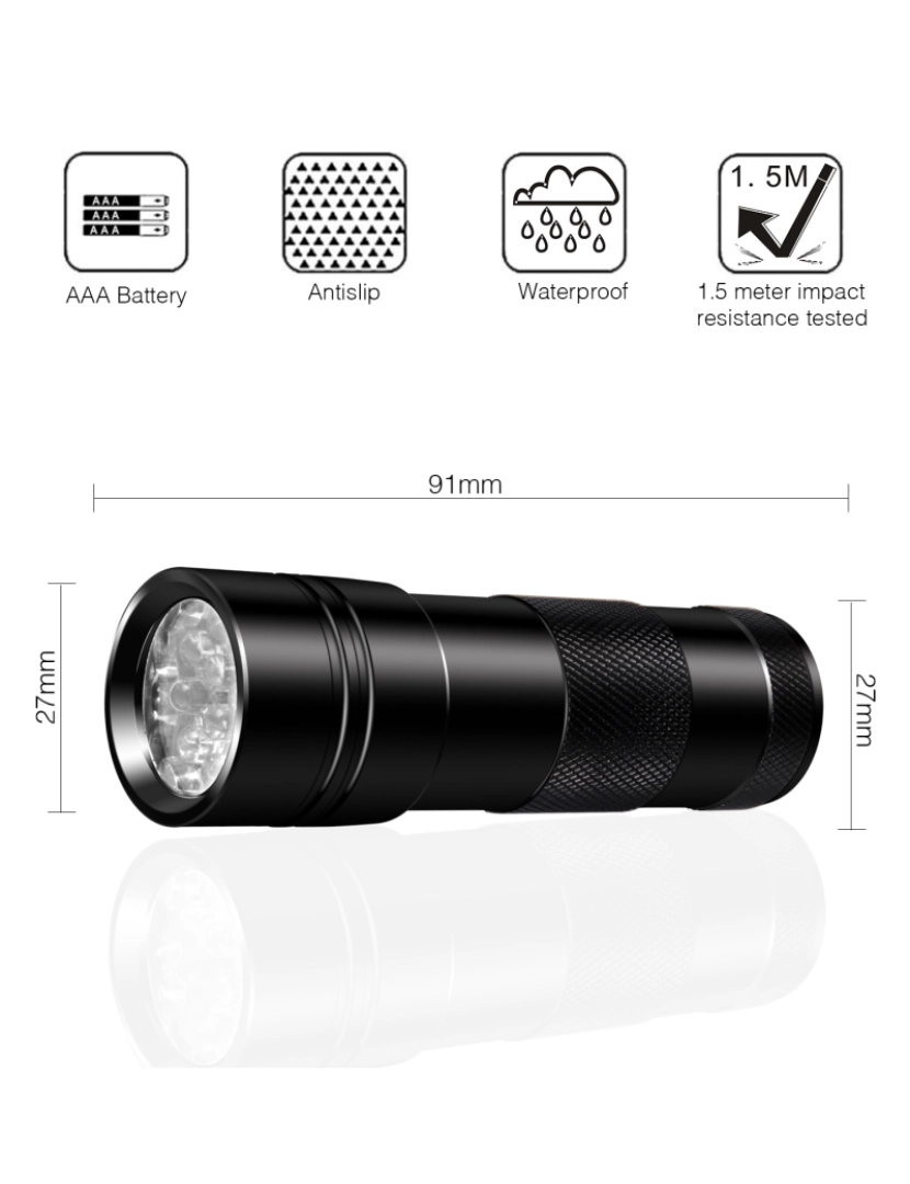 imagem de Lanterna UV com 12 LEDs 395 nm Preta4