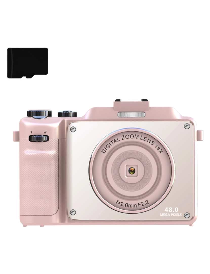 Inf - Câmera digital 4K/48MP/zoom digital 18X/foco automático/câmera dupla cartão de memória de 32GB Pink