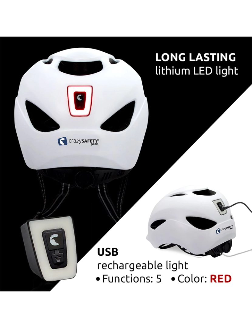 imagem de Capacete urbano | Luz recarregável USB | Branco Mate (L) | EN1078 Certificado2