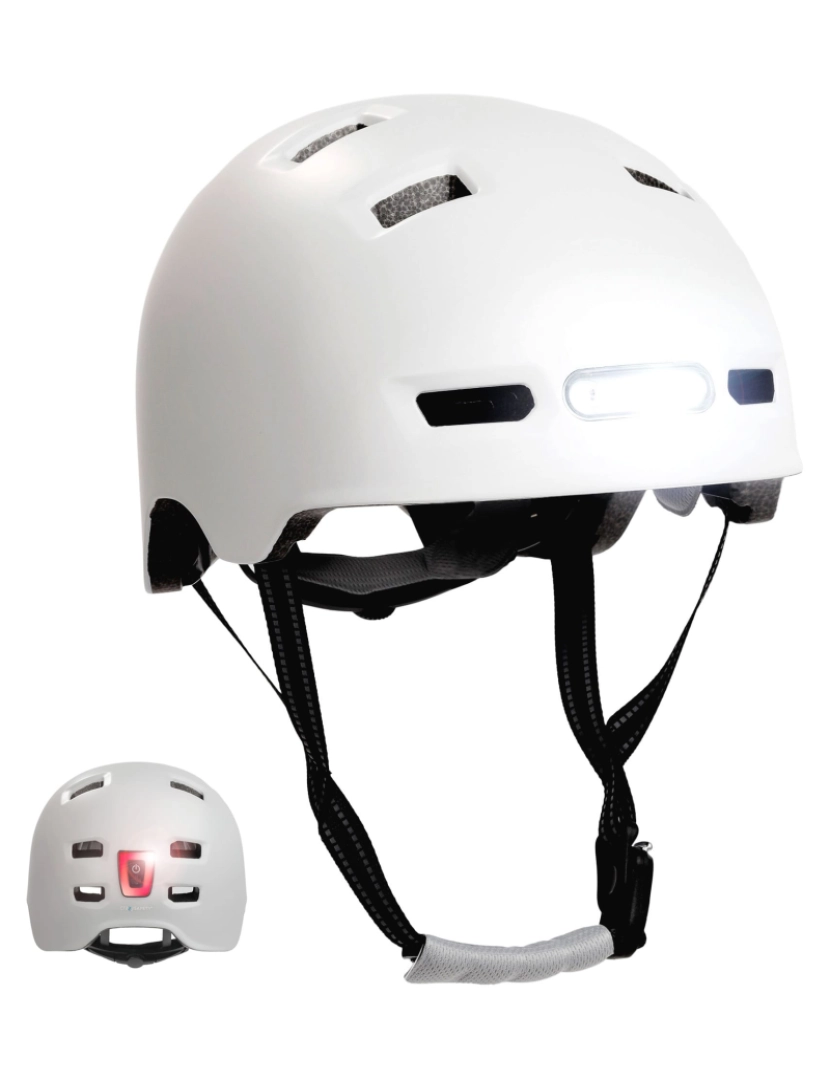 Crazy Safety - Capacete de bicicleta de skater com luz frontal e traseira | Branco M(54-57cm)