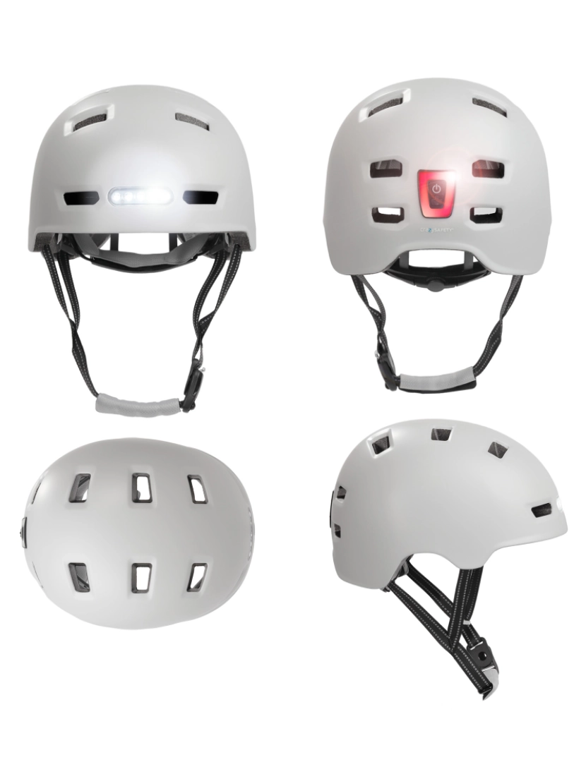 imagem de Capacete de bicicleta de skater com luz frontal e traseira | Branco M(54-57cm)2