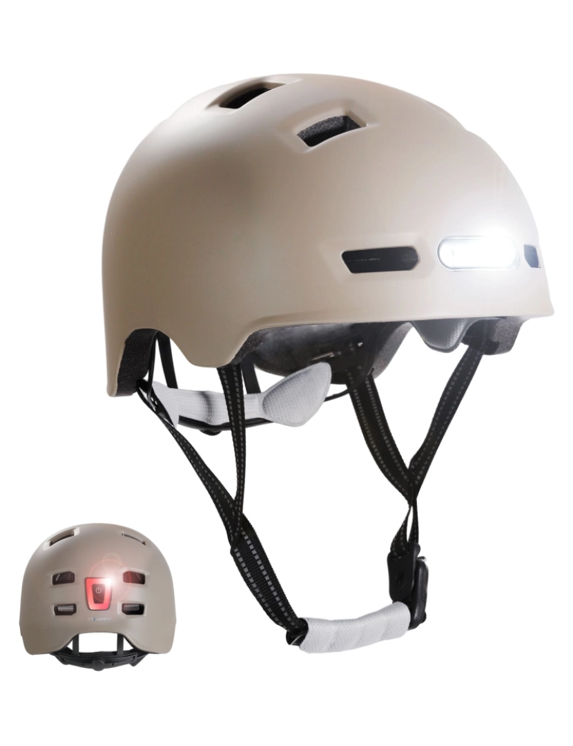 Crazy Safety - Capacete de bicicleta de skater com luz frontal e traseira | Areia M(54-57cm)