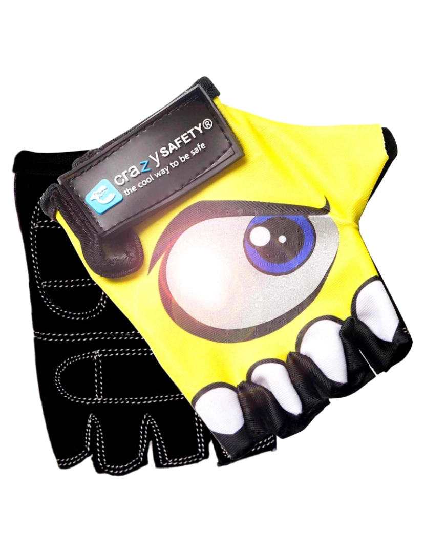 Crazy Safety - Luvas de Bicicleta Infantil | Amarelo | Crazy Safety | Olhos Refletivos | Tam. S