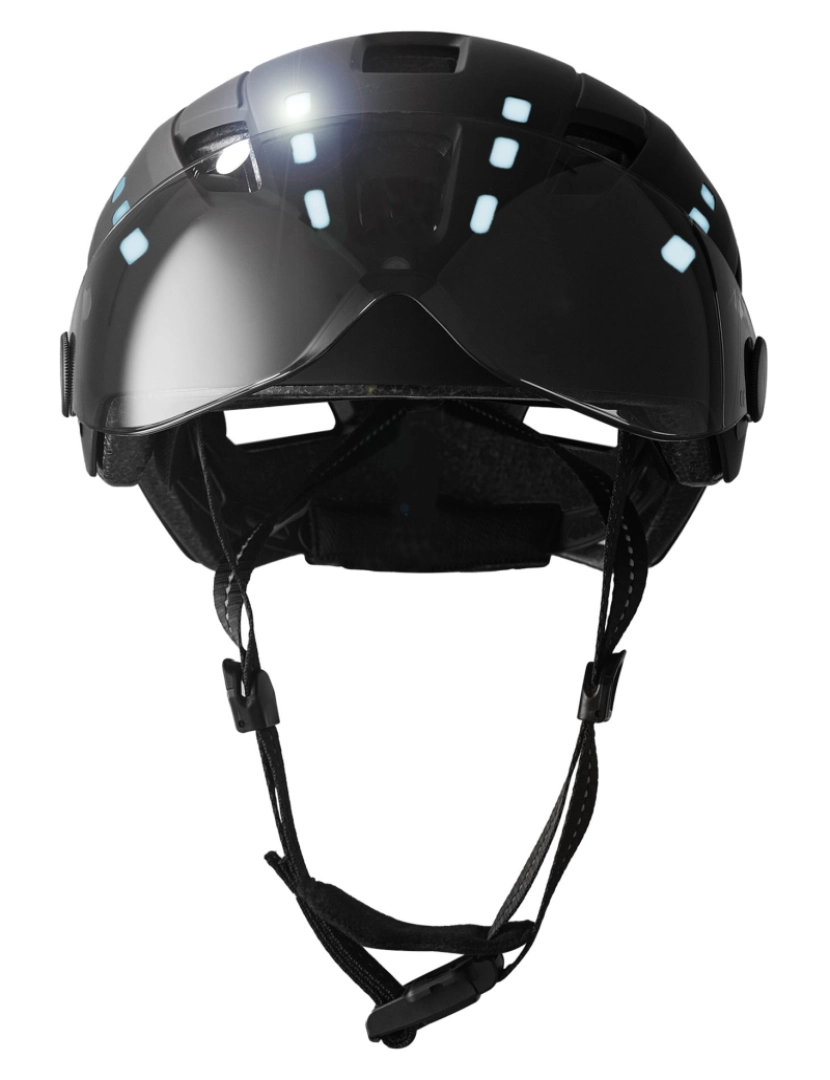 imagem de Capacete E-Bike adulto |Preto com viseira & luzes integradas |Certificado EN10783