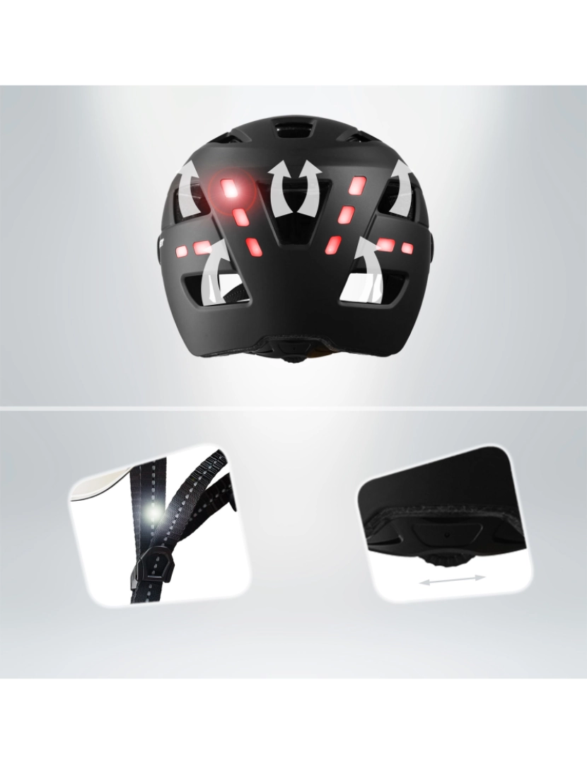 imagem de Capacete E-Bike adulto |Preto com viseira & luzes integradas |Certificado EN10785