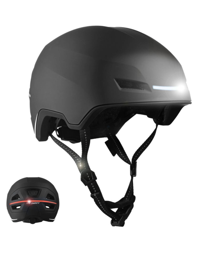 Crazy Safety - Capacete E-Bike adulto | Certificado NTA 8776 | Preto com LED