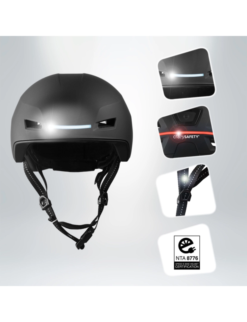 imagem de Capacete E-Bike adulto | Certificado NTA 8776 | Preto com LED3