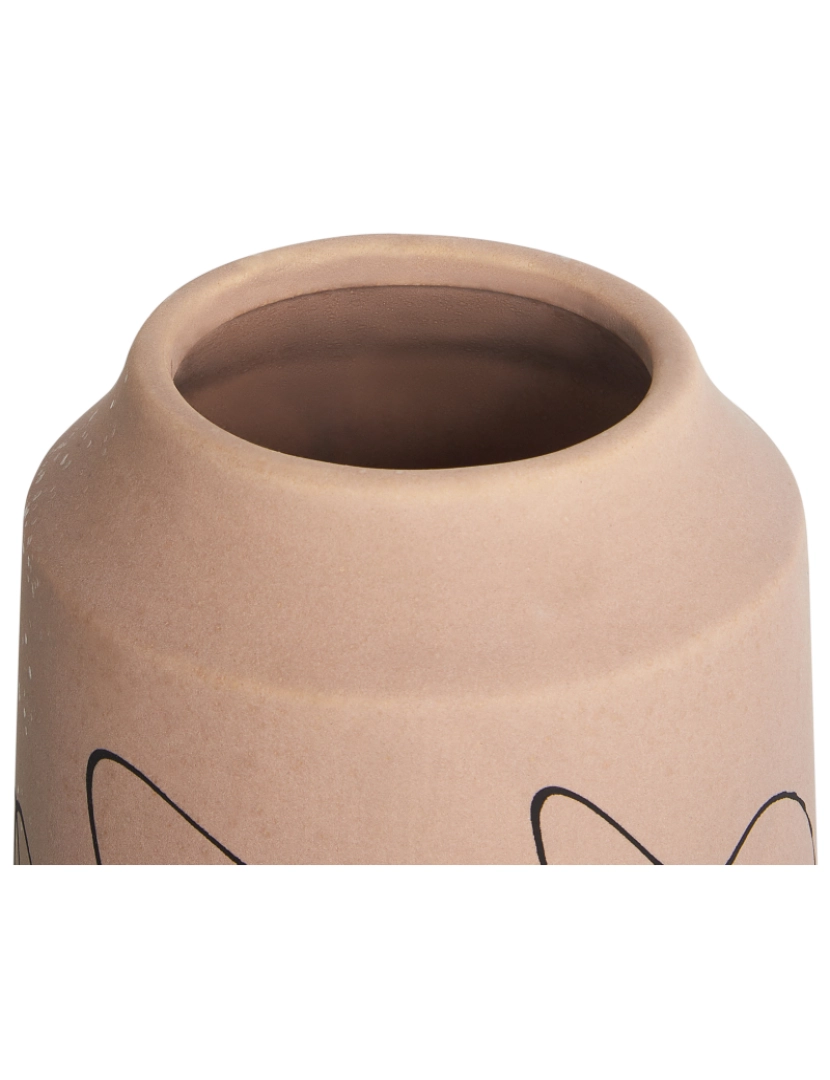 imagem de Vaso decorativo em cerâmica grés creme 33 cm com motivo abstrato e resistente à água de design moderno5