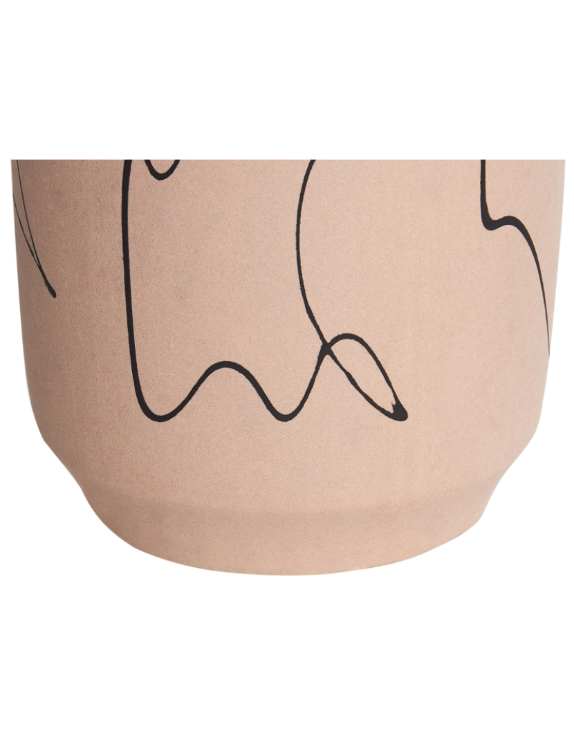 imagem de Vaso decorativo em cerâmica grés creme 33 cm com motivo abstrato e resistente à água de design moderno6