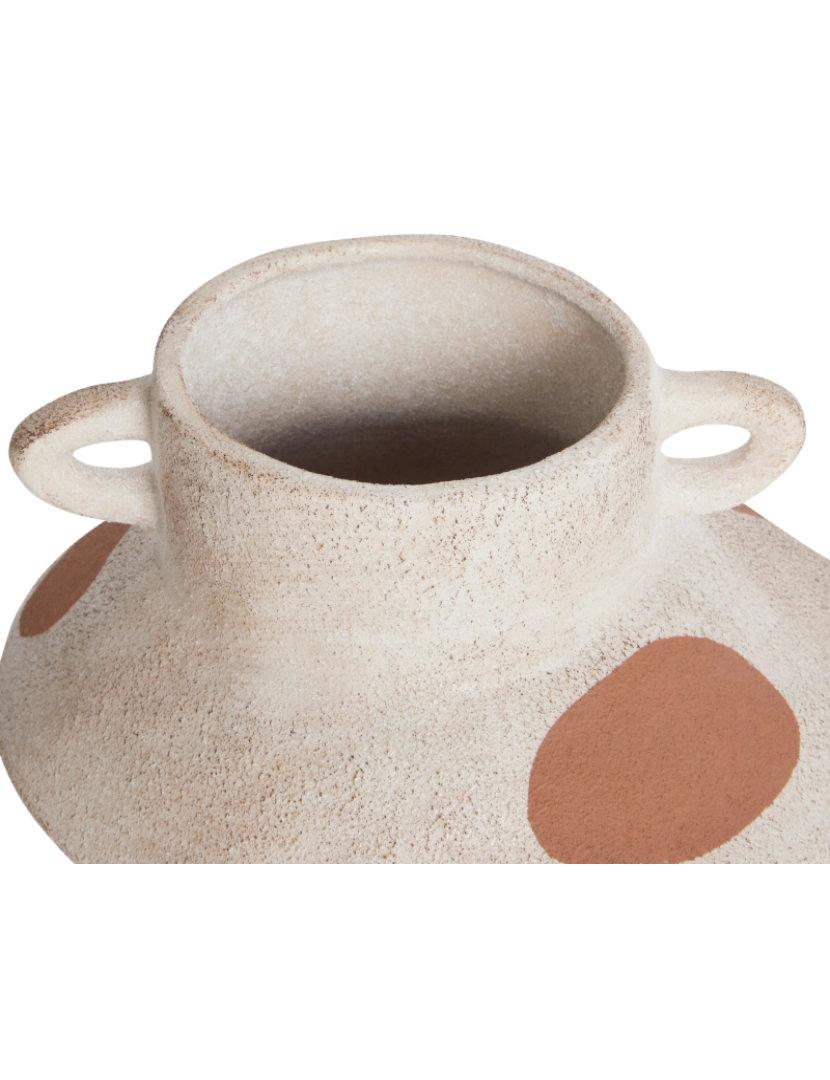 imagem de Vaso decorativo em cerâmica grés creme 19 cm com pontos abstratos e resistência à agua de design moderno5