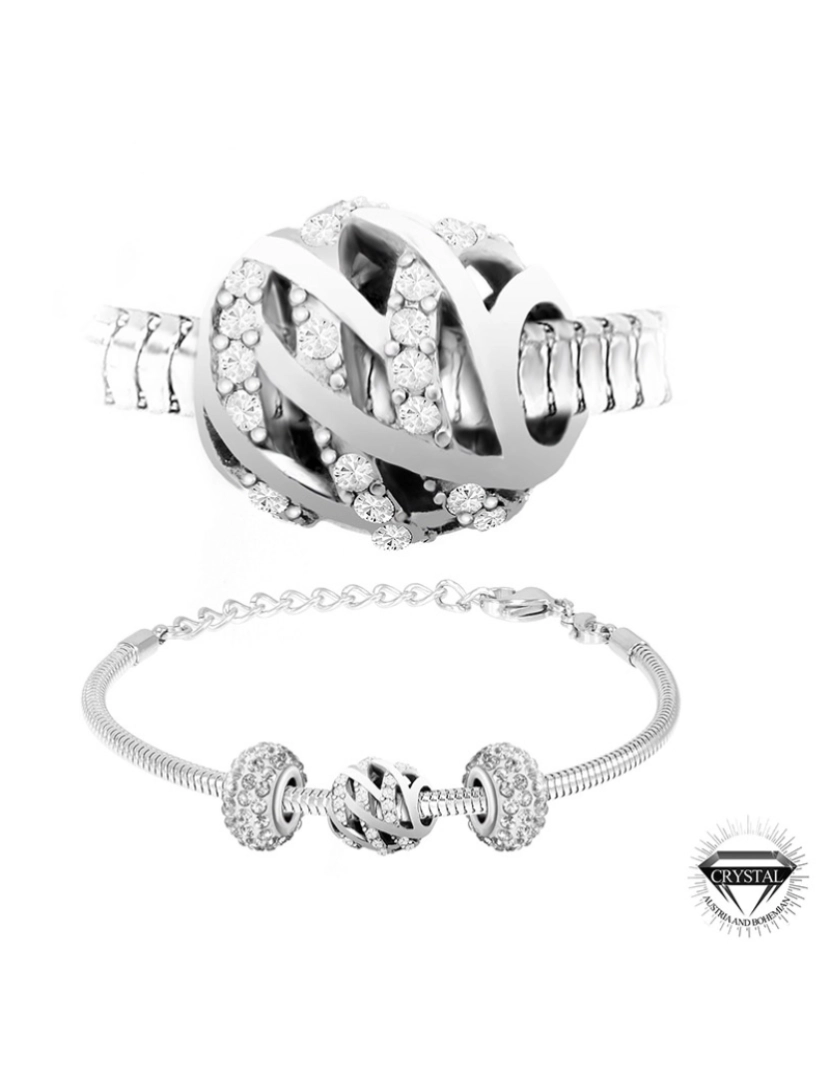 SC Crystal - Pulseira Charm Aço 