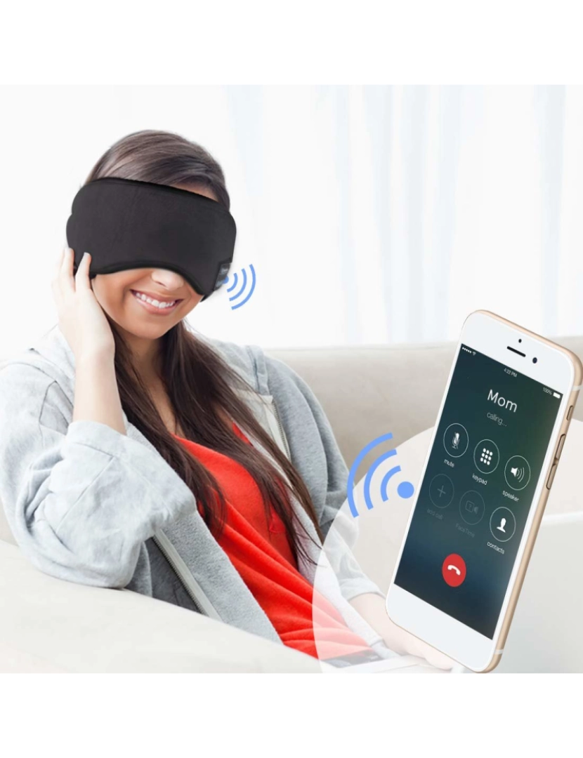 imagem de Máscara de dormir com fones de ouvido Bluetooth 5.0 Preto Black4