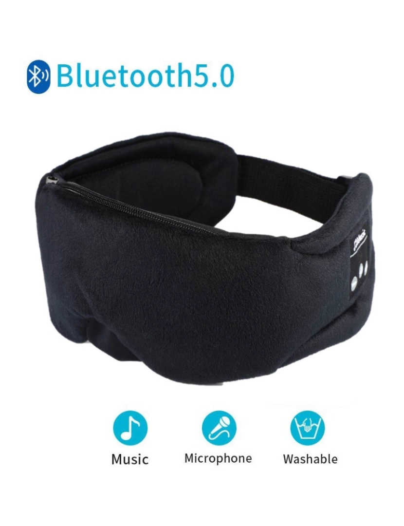 imagem de Máscara de dormir com fones de ouvido Bluetooth 5.0 Preto Black9