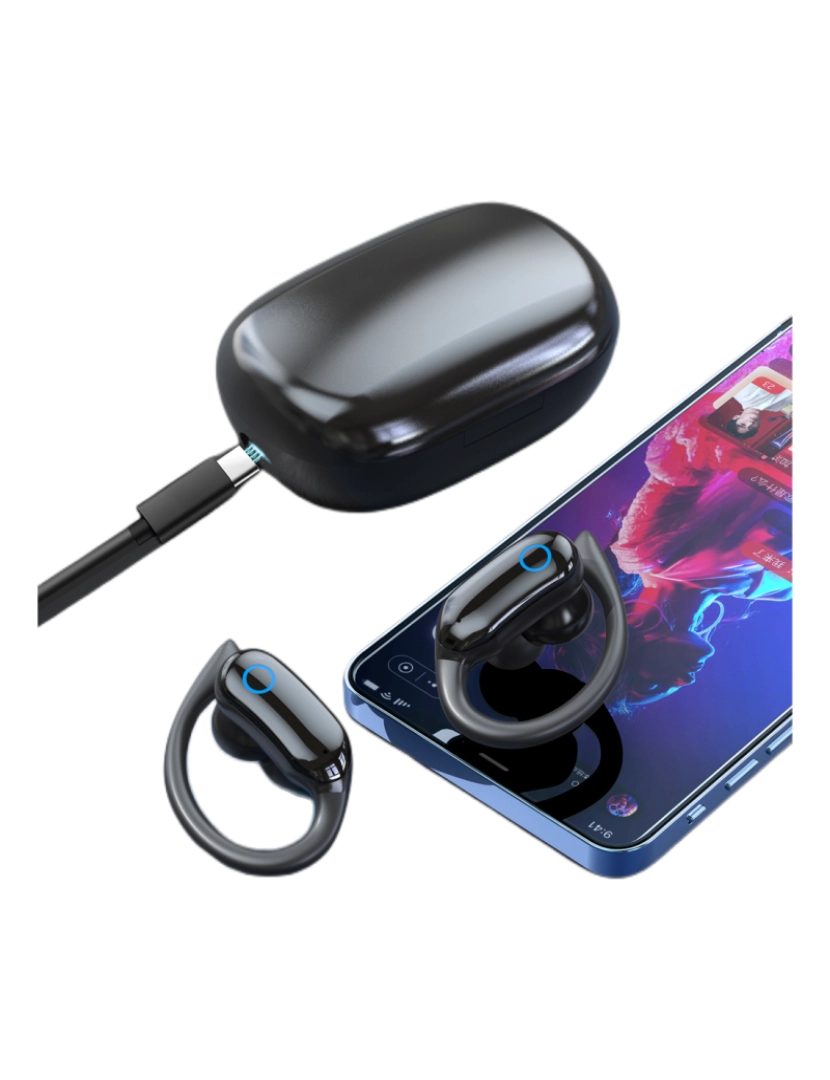 imagem de Fones de ouvido esportivos sem fio com ganchos IPX7 à prova d'água Black3