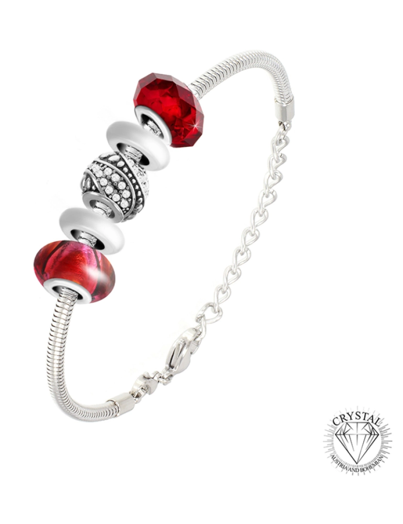 SC Crystal - Pulseira Charm SC Crystal Vermelho e Prateado