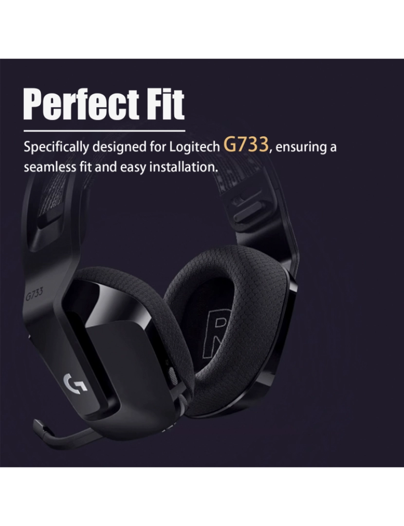 imagem de Almofadas de ouvido e faixa de cabeça de reposição para Logitech G733 Black3