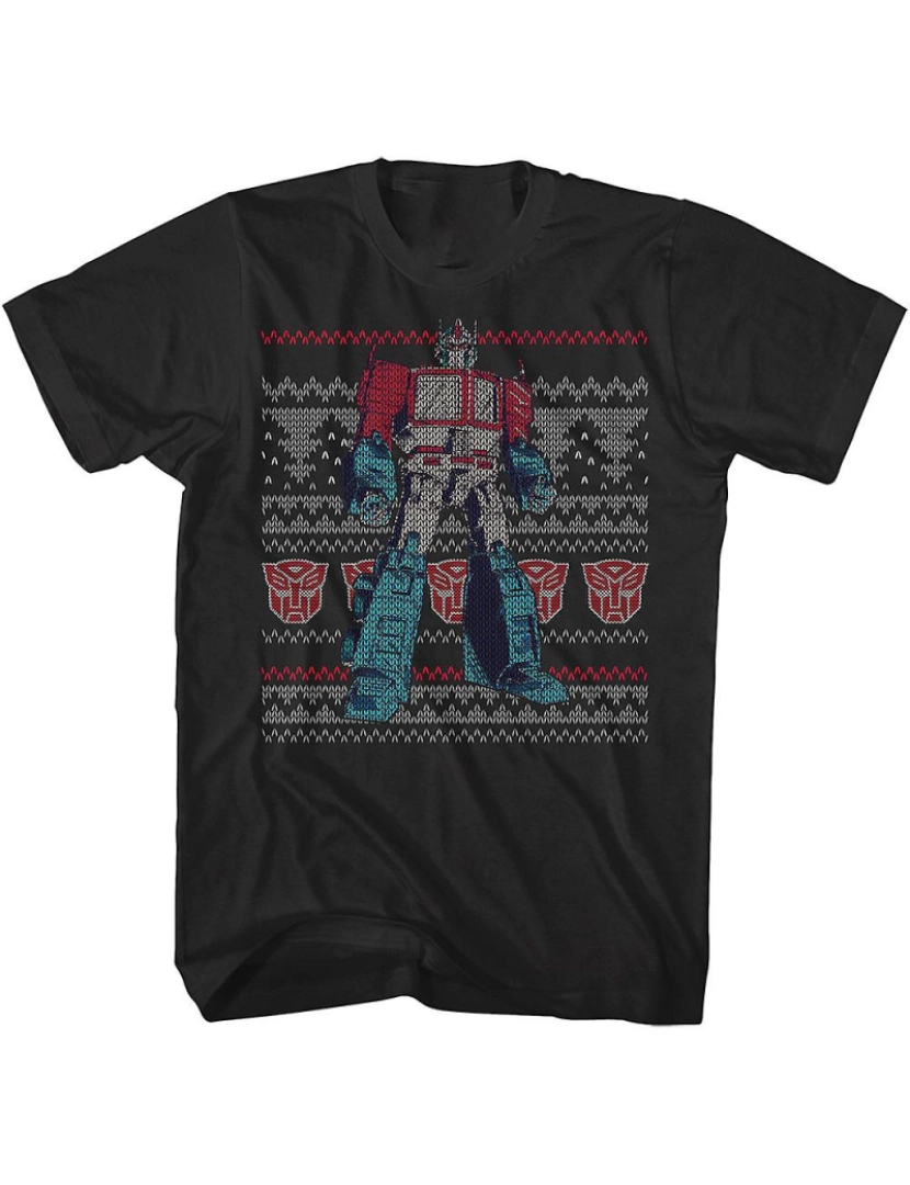 Rockinstone - T-shirt Optimus Prime Faux Ugly Christmas Sweater Transformers