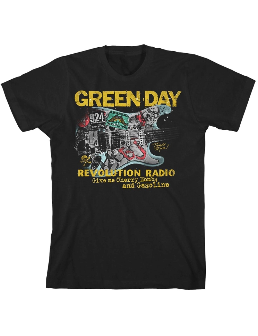 Rockinstone - T-shirt Guitarra Green Day Azul