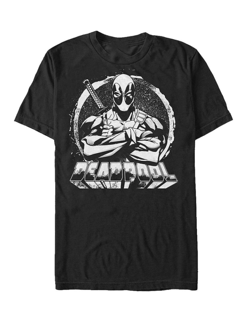 Rockinstone - T-shirt Deadpool preto e branco