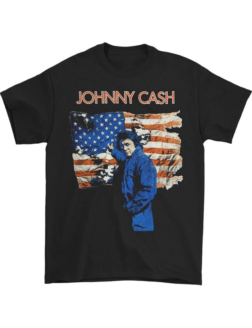 Rockinstone - T-shirt Bandeira velha esfarrapada de Johnny Cash