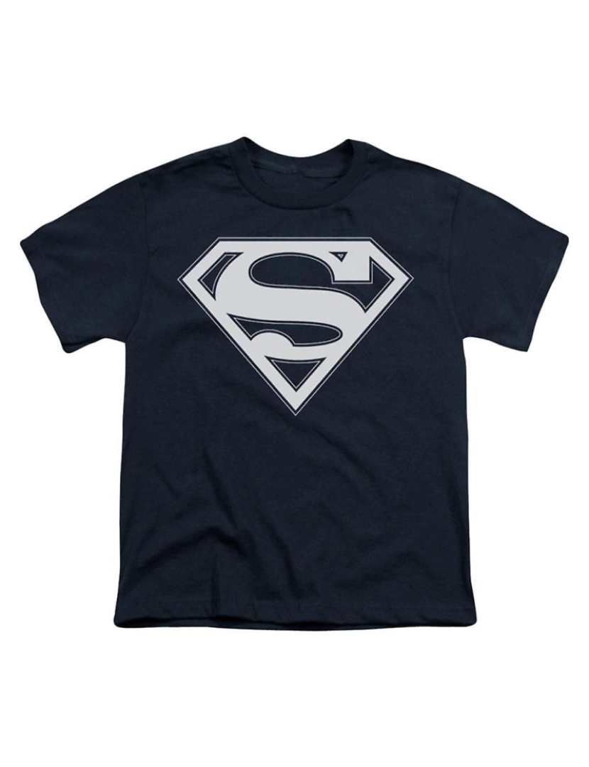 Rockinstone - T-shirt Superman Marinha e Escudo Branco Juvenil