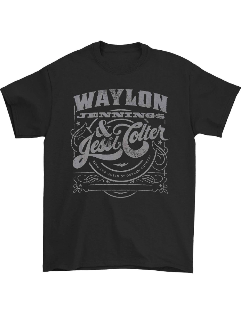 Rockinstone - T-shirt Camiseta Waylon Jennings Waylon Jennings e Jessi King e Queen