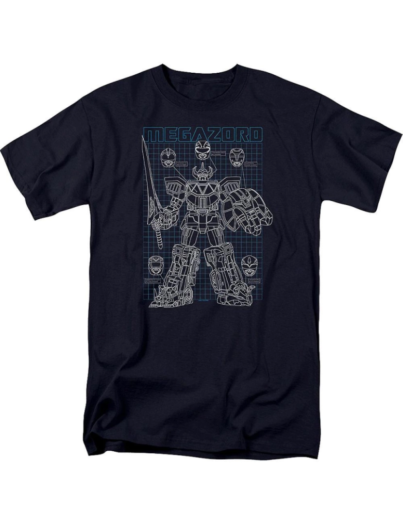 Rockinstone - T-shirt Esquema Megazord Mighty Morphin Power Rangers