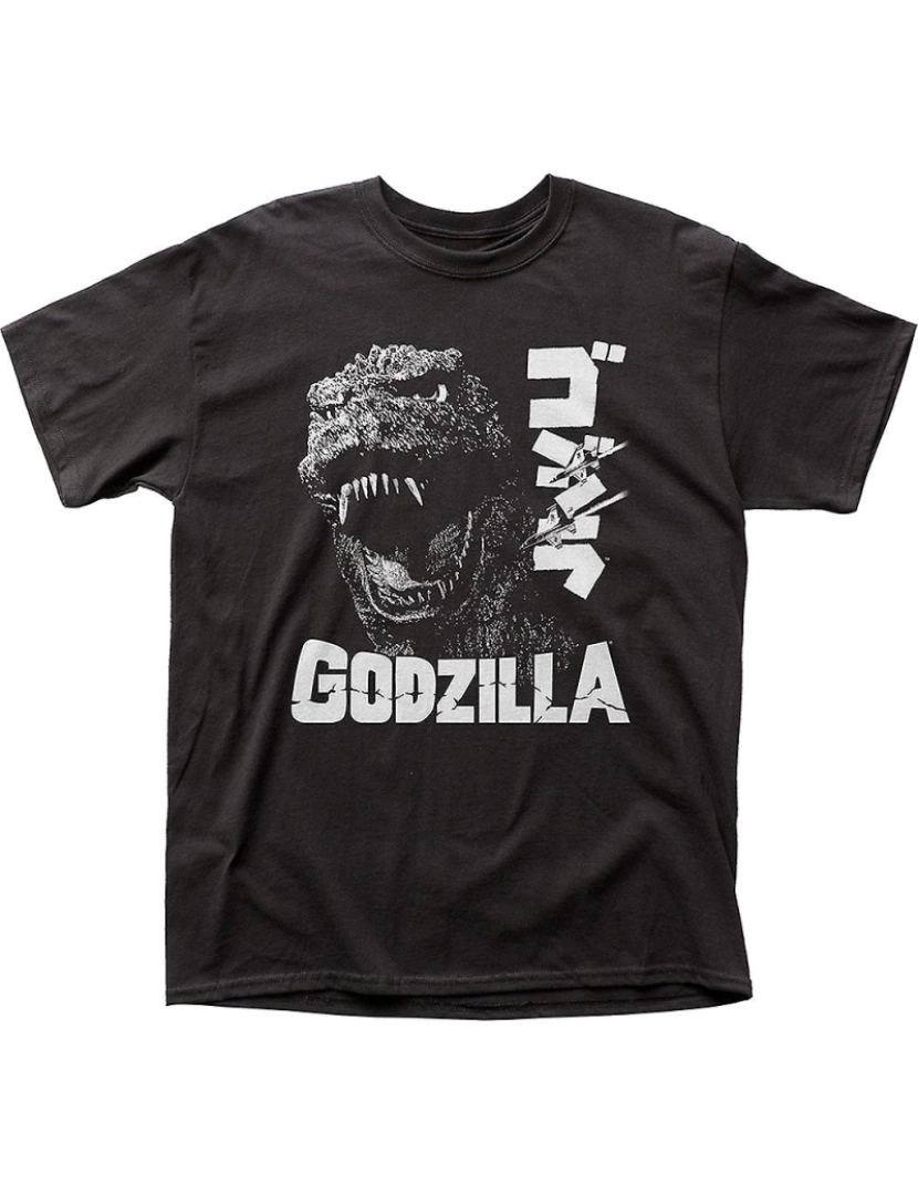 Rockinstone - T-shirt Godzilla preto e branco