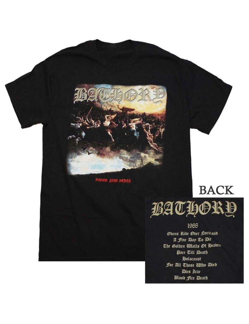 Rockinstone - T-shirt Bathory Bathory Sangue Fogo Morte