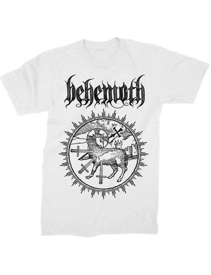 Rockinstone - T-shirt Camiseta Behemoth Lamb Sigil Branca