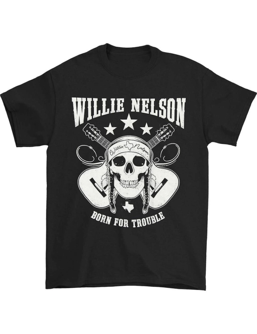 Rockinstone - T-shirt Willie Nelson nasceu para o crânio de problemas