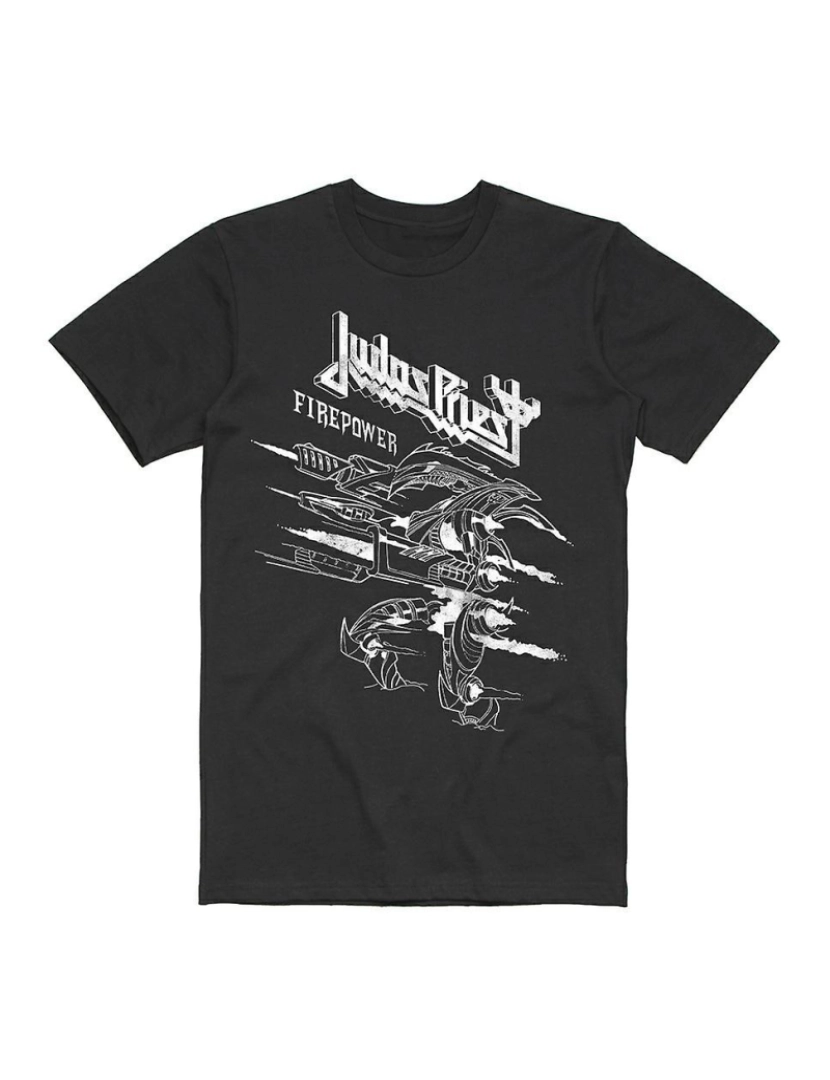 Rockinstone - T-shirt Desenho de linha de poder de fogo do Judas Priest