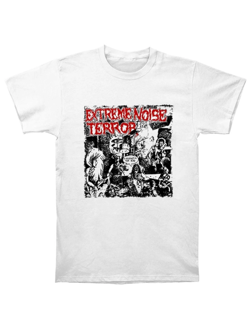 Rockinstone - T-shirt Terror de ruído extremo, um holocausto em sua cabeça, branco