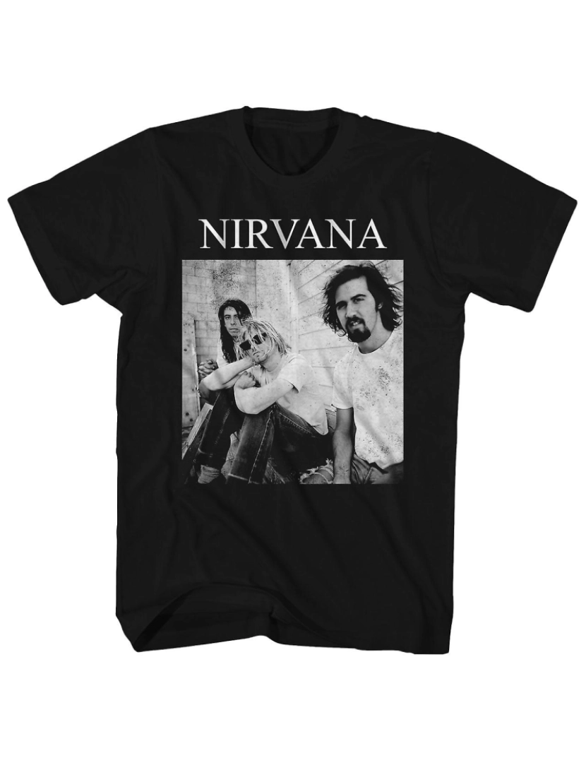 Rockinstone - T-shirt Foto do grupo Nirvana em preto e branco Nirvana