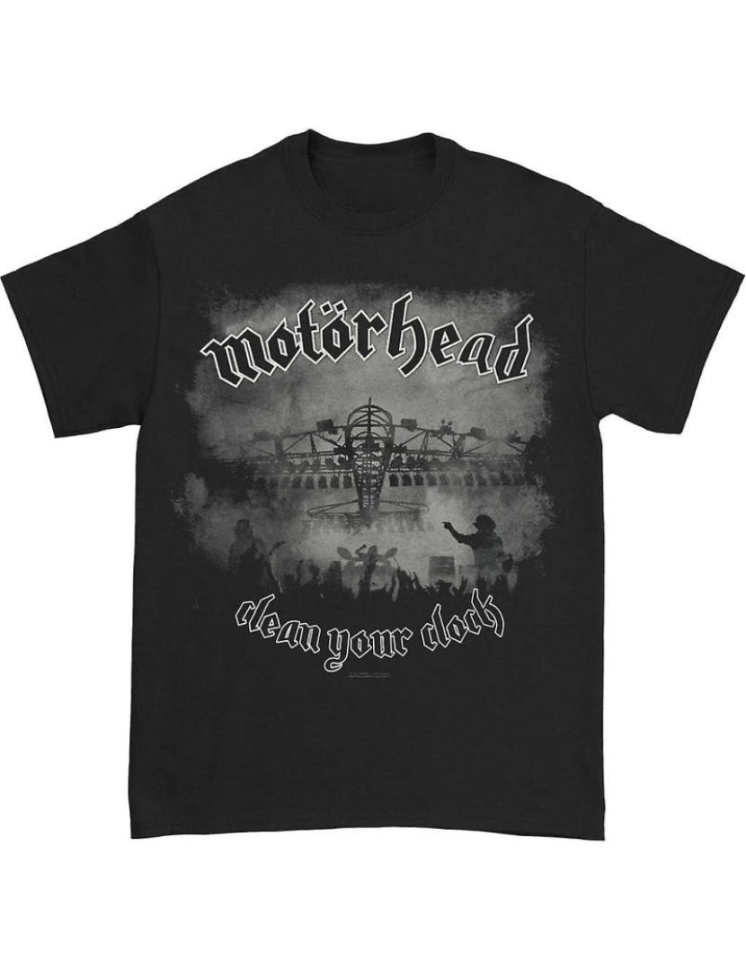 Rockinstone - T-shirt Motorhead limpe seu relógio em preto e branco